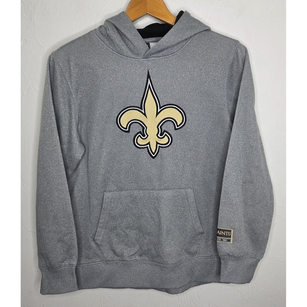New Orleans Saints NFL Team Apparel Youth Gray Size Large 14-16 Pullover Hoodie